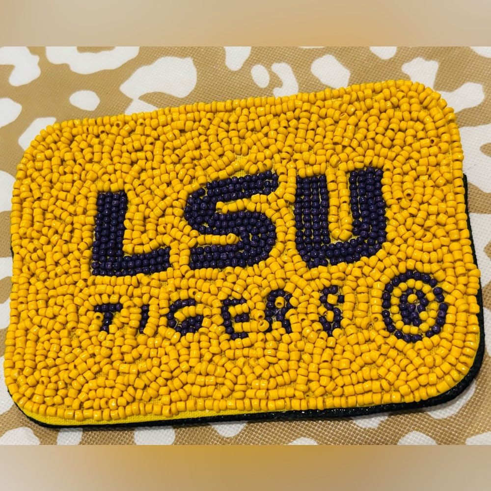 NEW LSU Tigers Louisiana State University Beaded Card holder Game Days